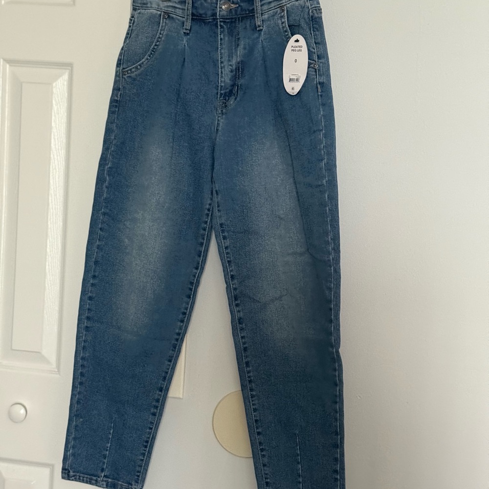 Scoop NYC Pleated Peg Leg Blue Women's Jeans